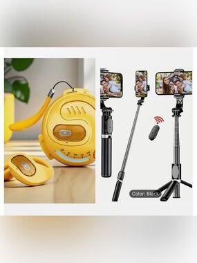 Selfie Stick Tripod 40" Bluetooth-iPhone +  Wireless Bluetooth Open Ear Earbuds